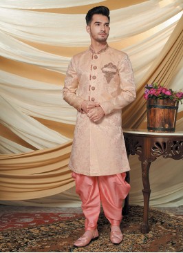 Patiyala Style Indowestern In Peach Color