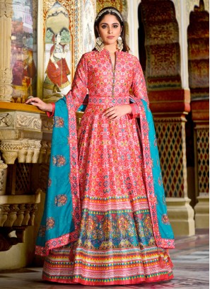 Patola Print Readymade Art Silk Anarkali Suit