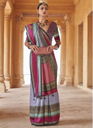 Designer Silk Saree in Multi Colour