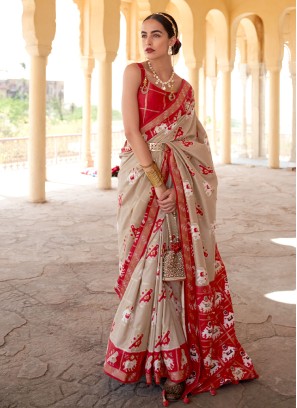 Patola Silk  Classic Saree in Beige