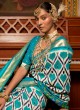 Turquoise Blue Patola Silk Contemporary Saree