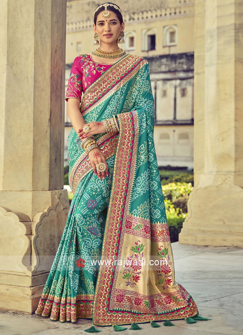 Attentive Multi color Silk Weave Saree With Sleeveless Blouse And Fancy  Patola Design