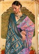 Purple and Teal Woven Patola Silk Saree