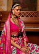 Gorgeous Pink and White Patola Silk Saree