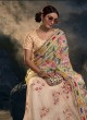Peach Designer Saree With Multi Color Sequins Pallu