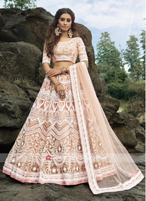 Peach Color Net Lehenga Choli