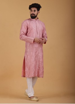 Peach Color Readymade Art Silk Kurta Pajama