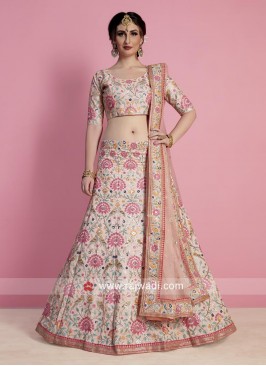 Peach Flower Embroidered Lehenga