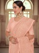 Peach Georgette Resham Traditional Saree