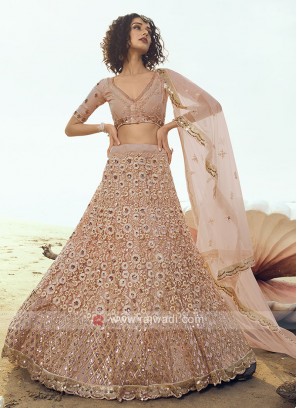 Peach Net Lehenga Choli