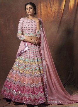 Peach Resham Lehenga Choli