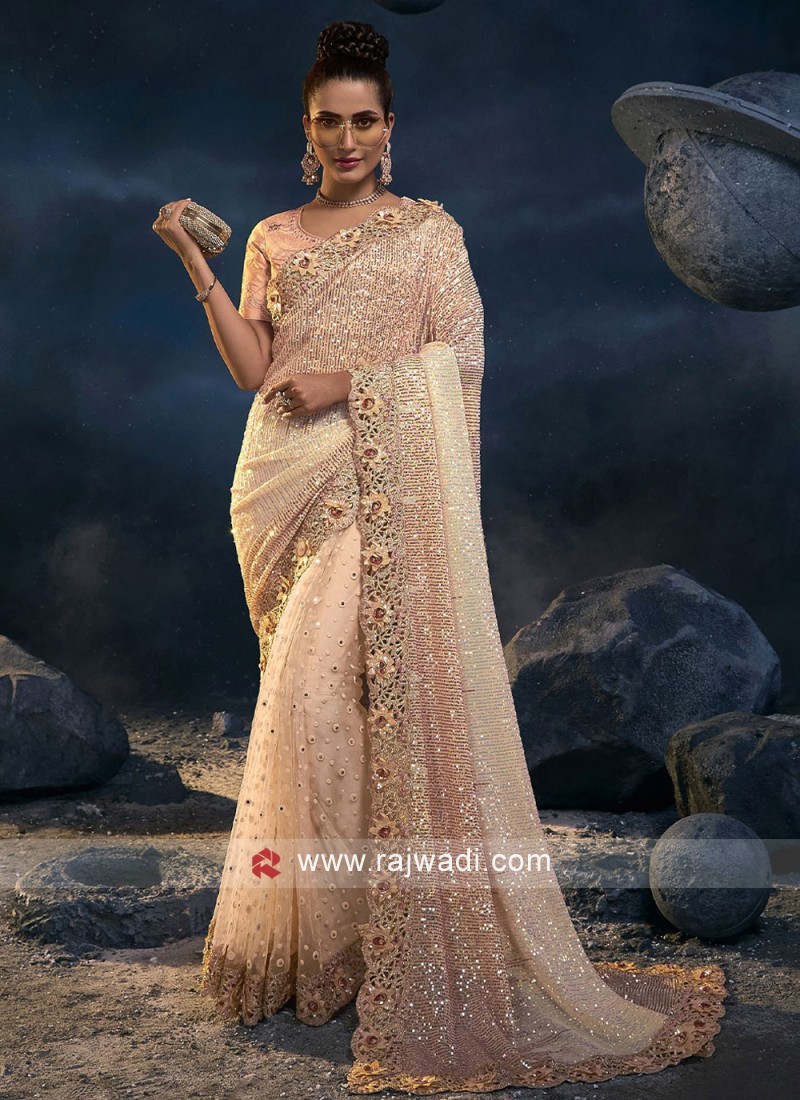 Graceful Peach Net Embroidered Readymade Saree, नेट साड़ी - Anokherang  Collections OPC Private Limited, Delhi | ID: 2852759726733