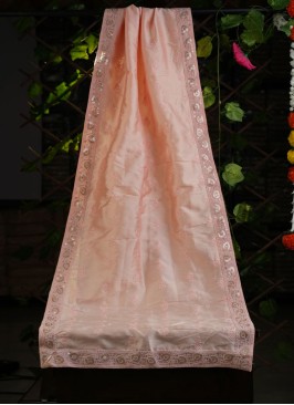 Peach Silk Dupatta For Wedding Wear