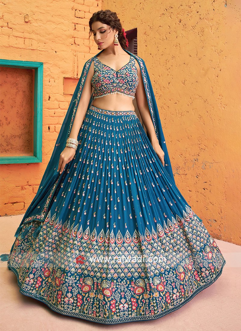 Pam Mehta Peacock Blue Designer Lehenga Choli: | Indian wedding dress,  Peacock dress, Dress
