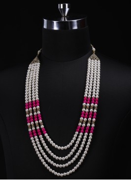 Pearl Mala In Pink And White