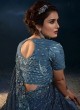 Mystic Blue Sequins Embellished Designer Saree