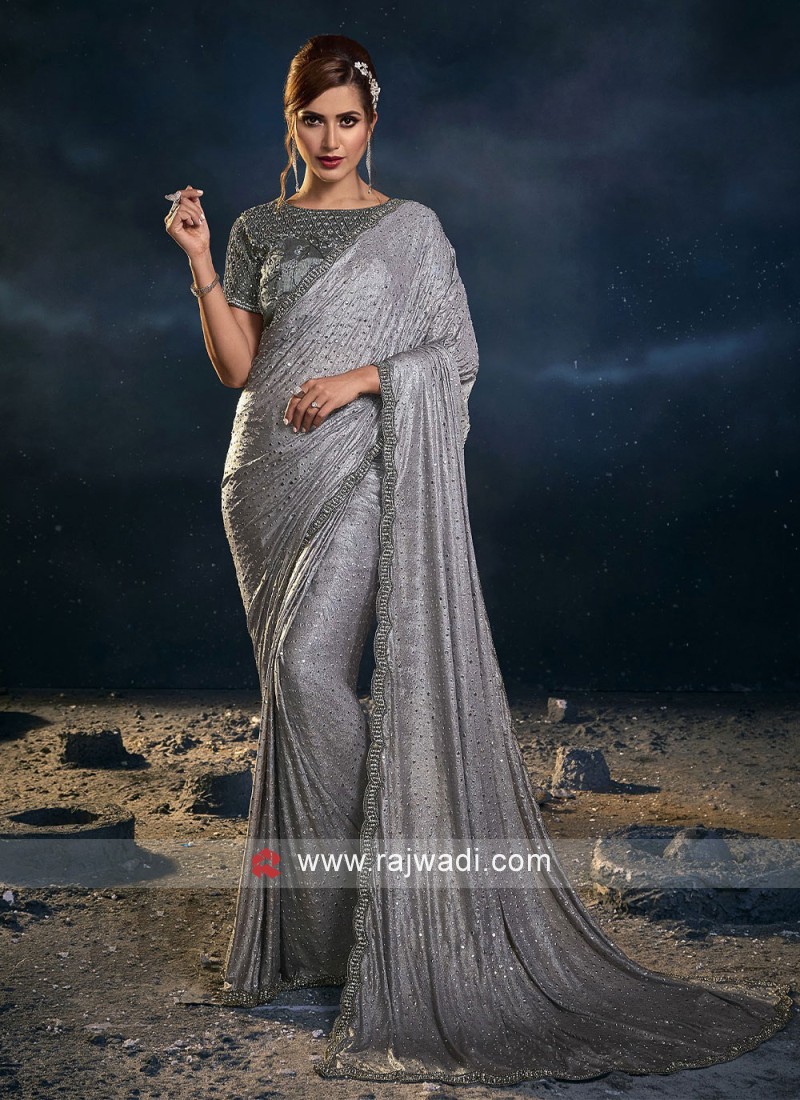 Bollywood Style Silver colour Saree | keerramnx