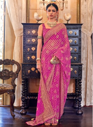 Traditional Rani Georgette Saree