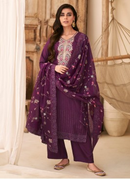 Perfervid Embroidered Purple Palazzo Salwar Suit