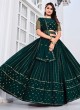 Teal Georgette A Line Lehenga Choli with Sequins Work