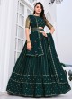 Teal Georgette A Line Lehenga Choli with Sequins Work