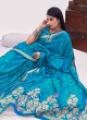 Perfervid Satin Blue Weaving Classic Saree