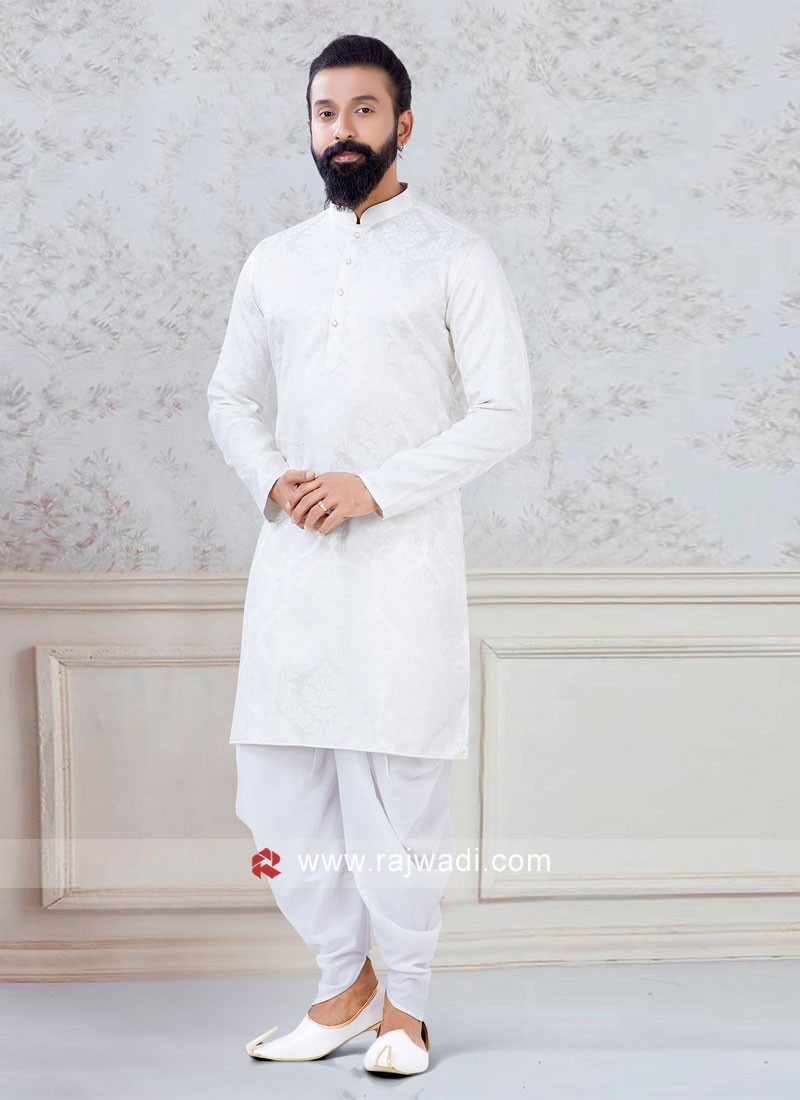 Peshawari Style White Kurta Pajama For Men