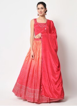 Pink and Peach Party Wear Lehenga Choli