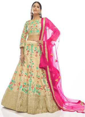 Gorgeous Cream Art Silk Lehenga Choli