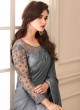 Phenomenal Grey Embroidered Chiffon Satin Classic Saree