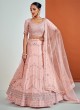 Peach Georgette Sequins Embellished Lehenga Choli