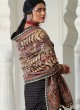 Picturesque Silk Black and Multi Colour Printed Saree
