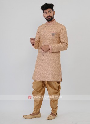 Pink And Golden Mens Indo-Western