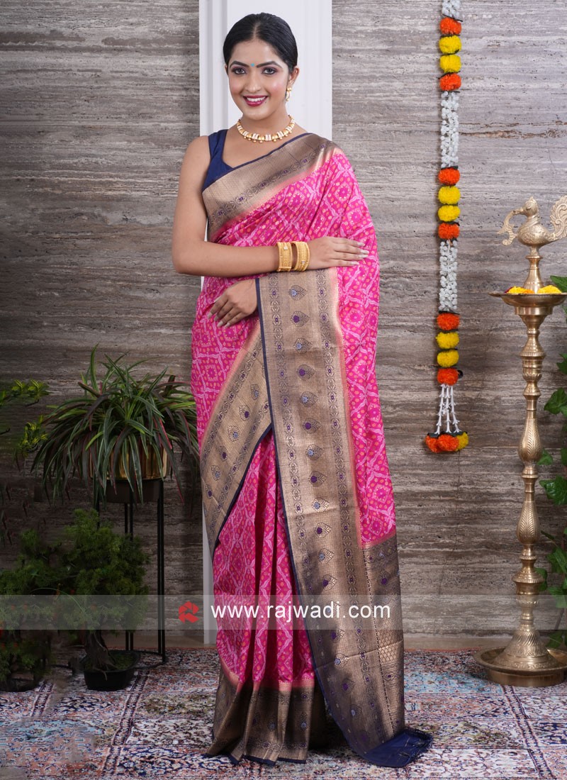 Dark Pink And Blue Soft Silk Saree With Zari Weaving Work | Silk sarees  online shopping, Silk sarees online, Designer blouses online