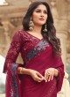 Pink and Purple Embroidered Ceremonial Shaded Saree