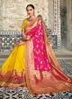 Pink and Yellow Color Shaded Saree