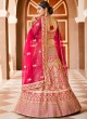 Pink Bridal Velvet A Line Lehenga Choli