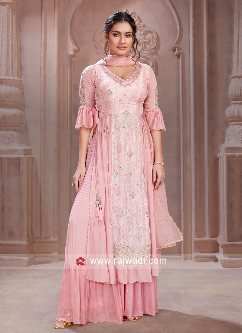 Pink Naira Cut suit with Pants in Cotton Fabric