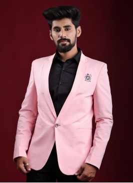 Pink Color Blazer In Hosiery Fabric