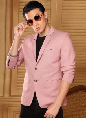 Pink Color Blazer In Hosiery Fabric