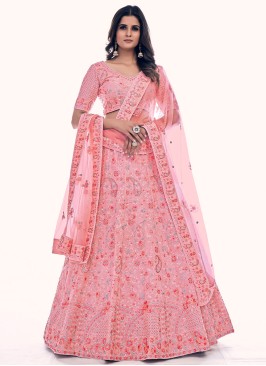 Designer Pink Embroidered Bridesmaid Lehenga Choli