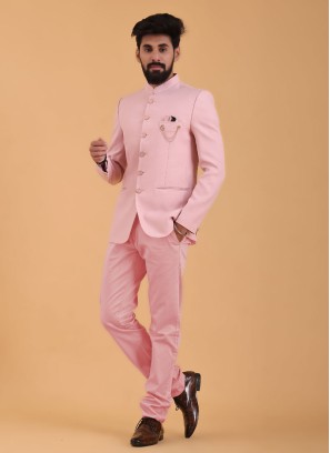 Pink Color Wedding Wear Jodhpuri Suit