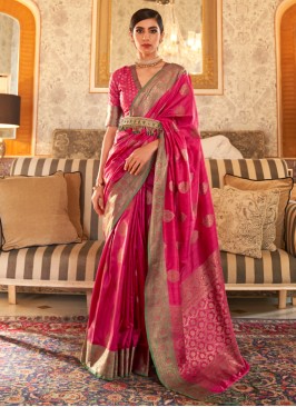 Pink Contemporary Silk Saree