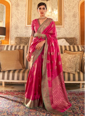 Pink Contemporary Silk Saree