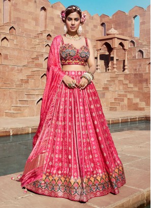 Pink Designer A Line Lehenga Choli