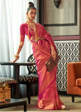 Pink Designer Silk Saree