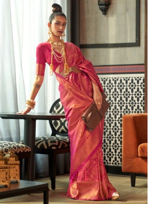 Pink Designer Silk Saree