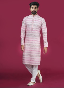 Pink Festive Wear Kurta Pajama For Men