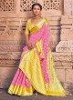 Pink and Yellow Georgette Trendy Saree