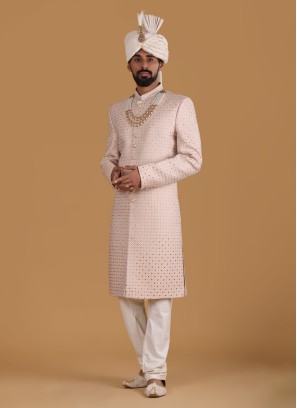 Pink Lucknowi Groom Wear Sherwani